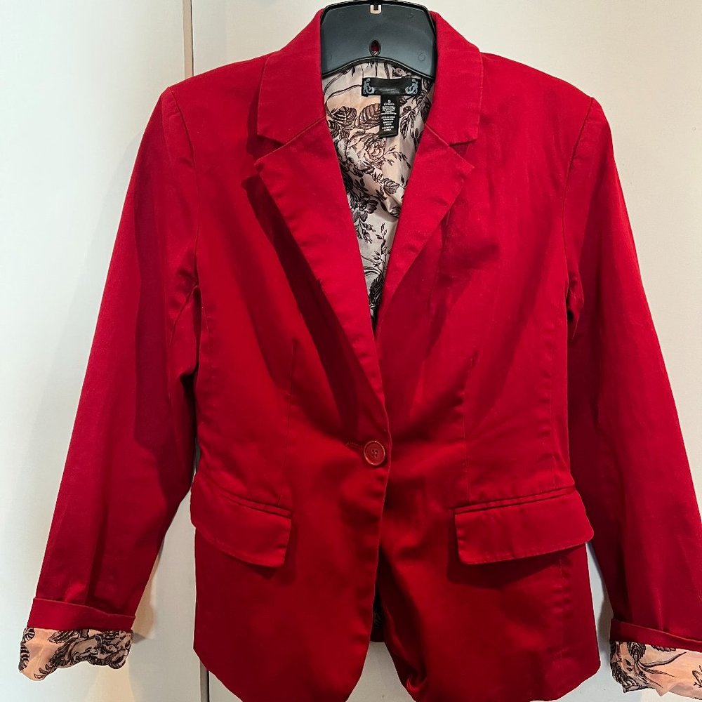 Lined Mandee Blazer - Maroon - Size Small